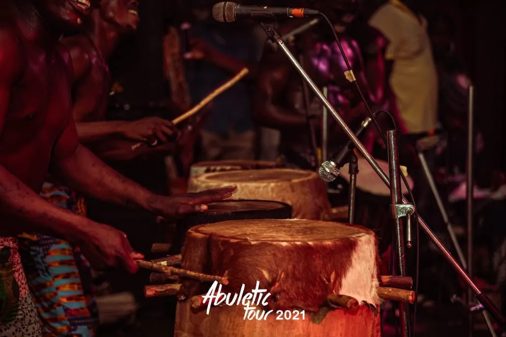 Drummers in the haze