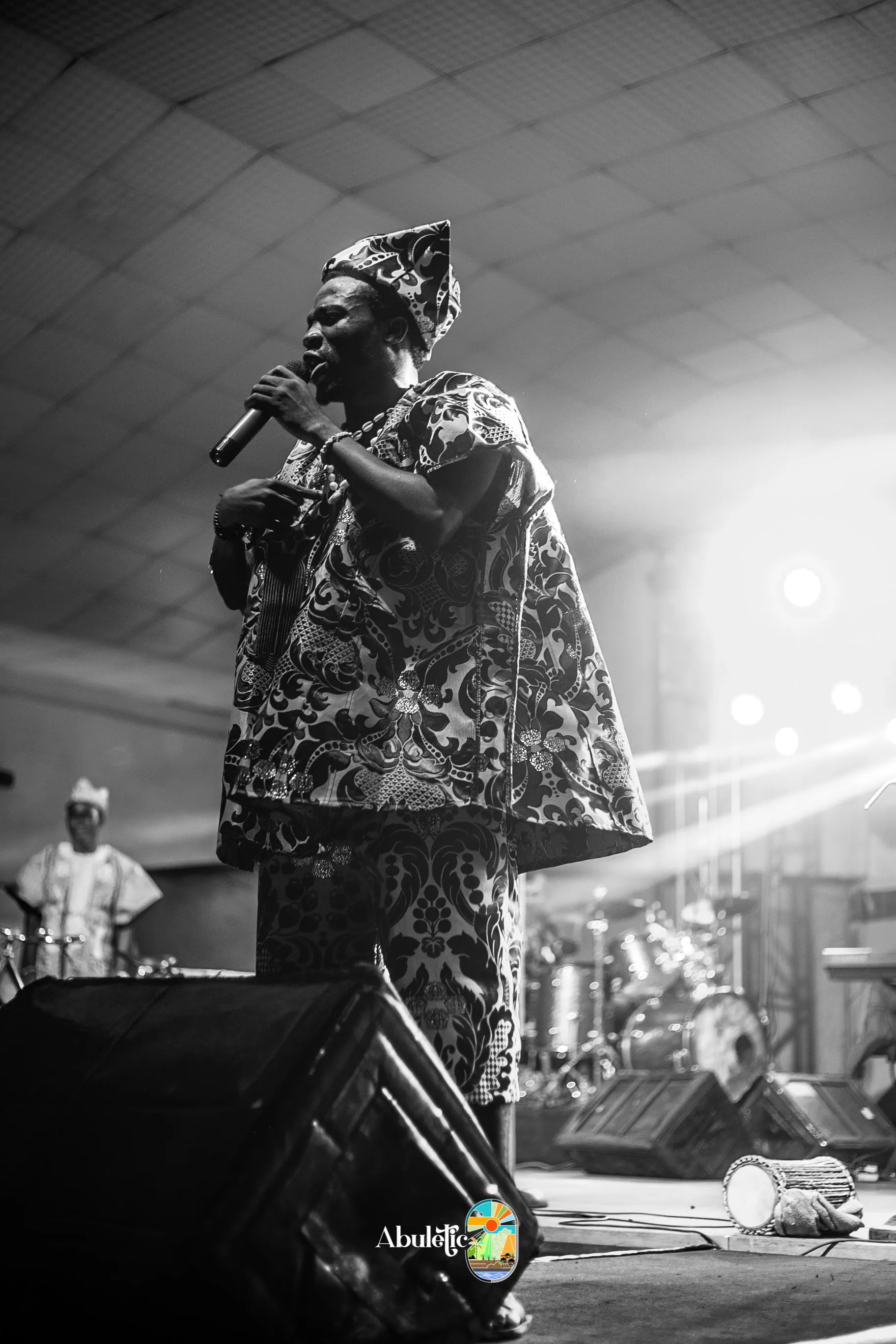 A singer in black and white