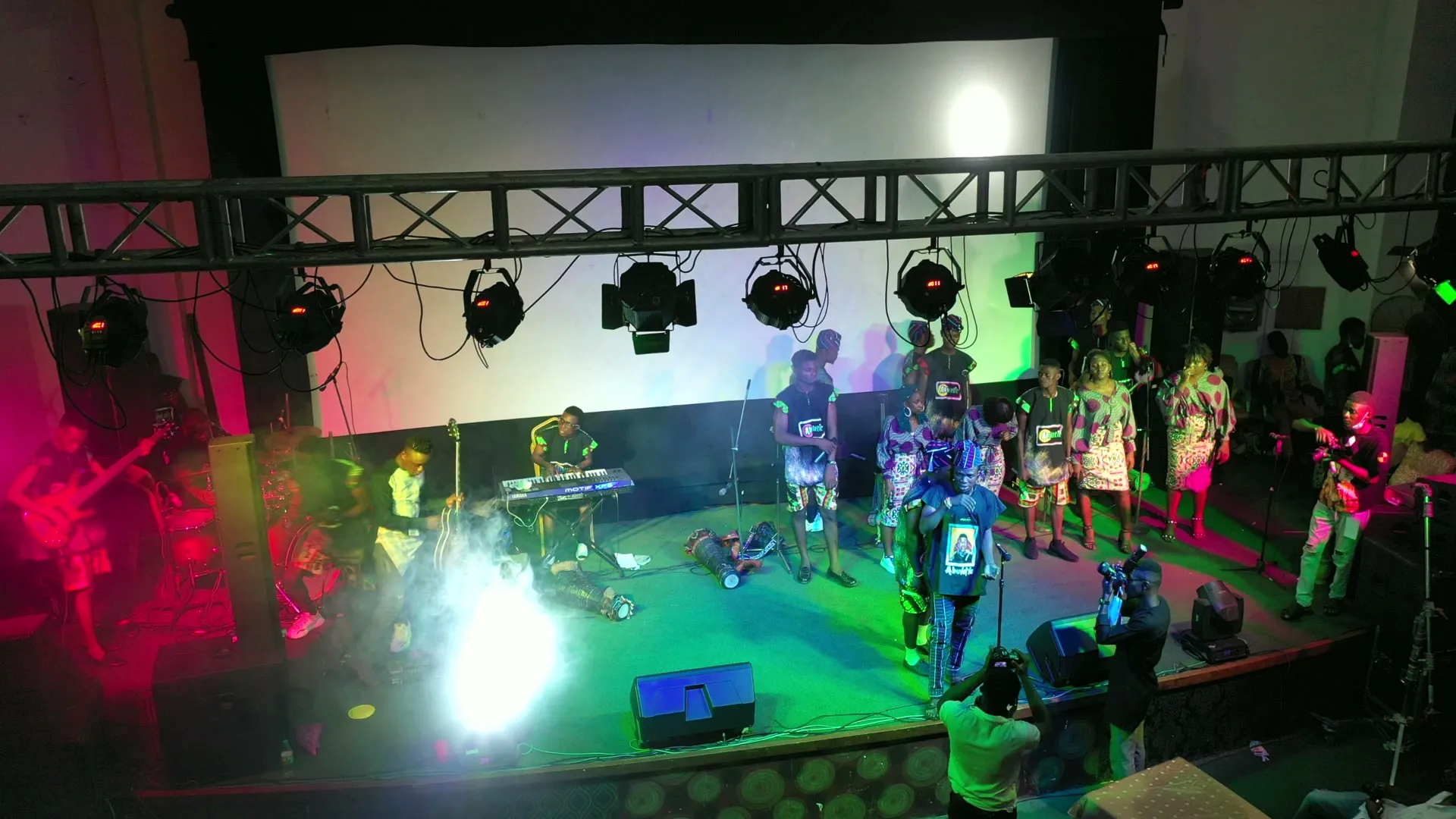 The finale over the stage, from above